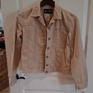 Armani Cotton Khaki Jacket  Size 6 Made In Italy Soft Vintage